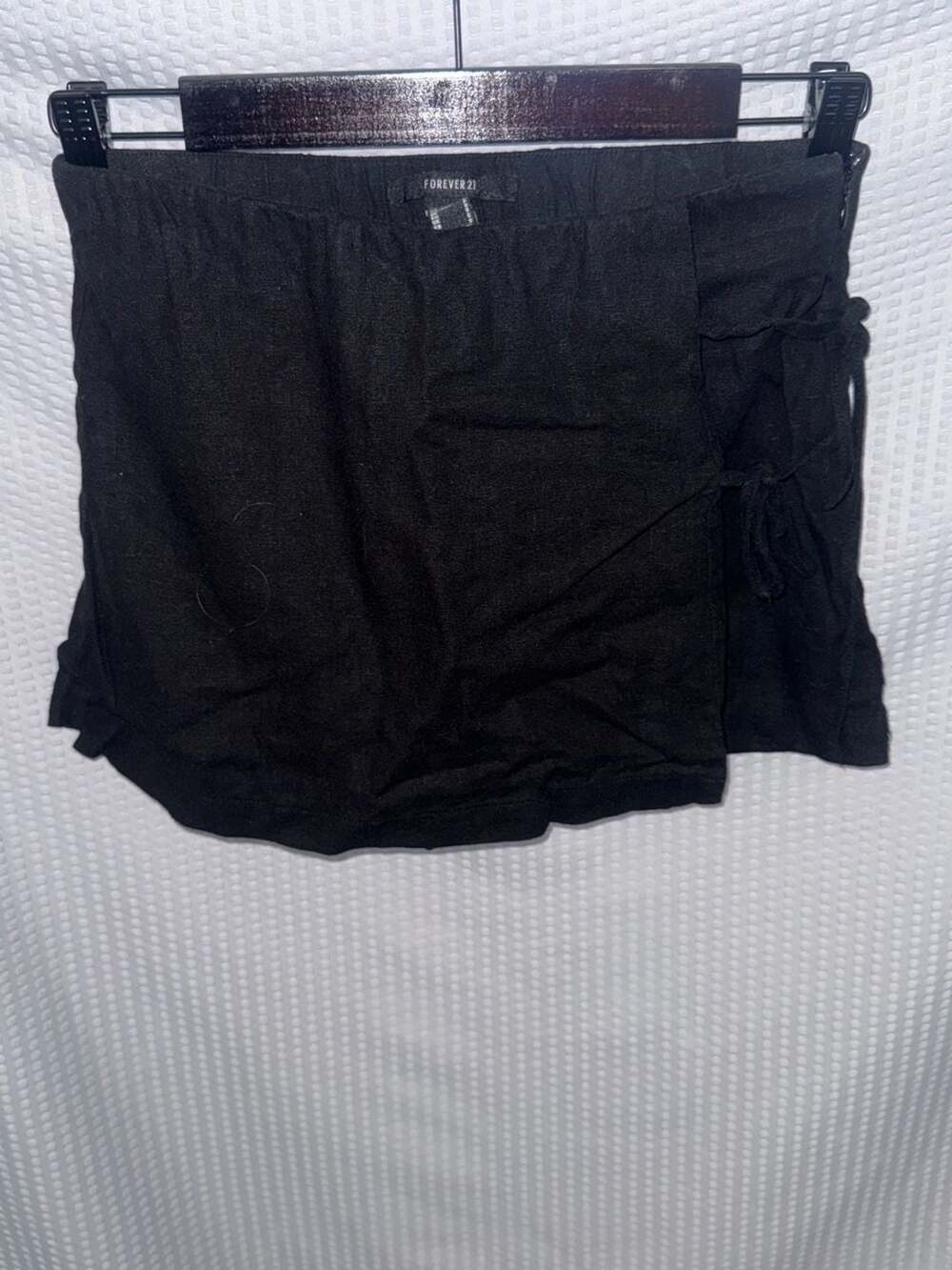 Forever 21 Black Linen-Blend Side-Tie Skort Size Small